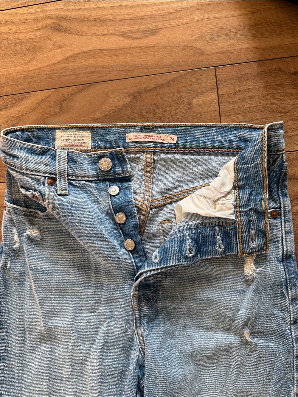 Levi's Light Blue Cropped Ankle Jeans with Button Fly